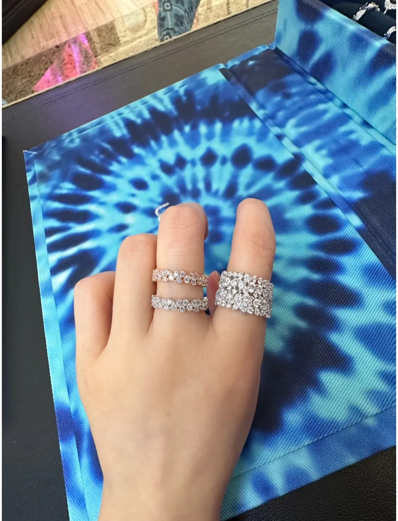 Tiffany & Co. 银色海军色 Pavé-Set 穹顶形戒指 3