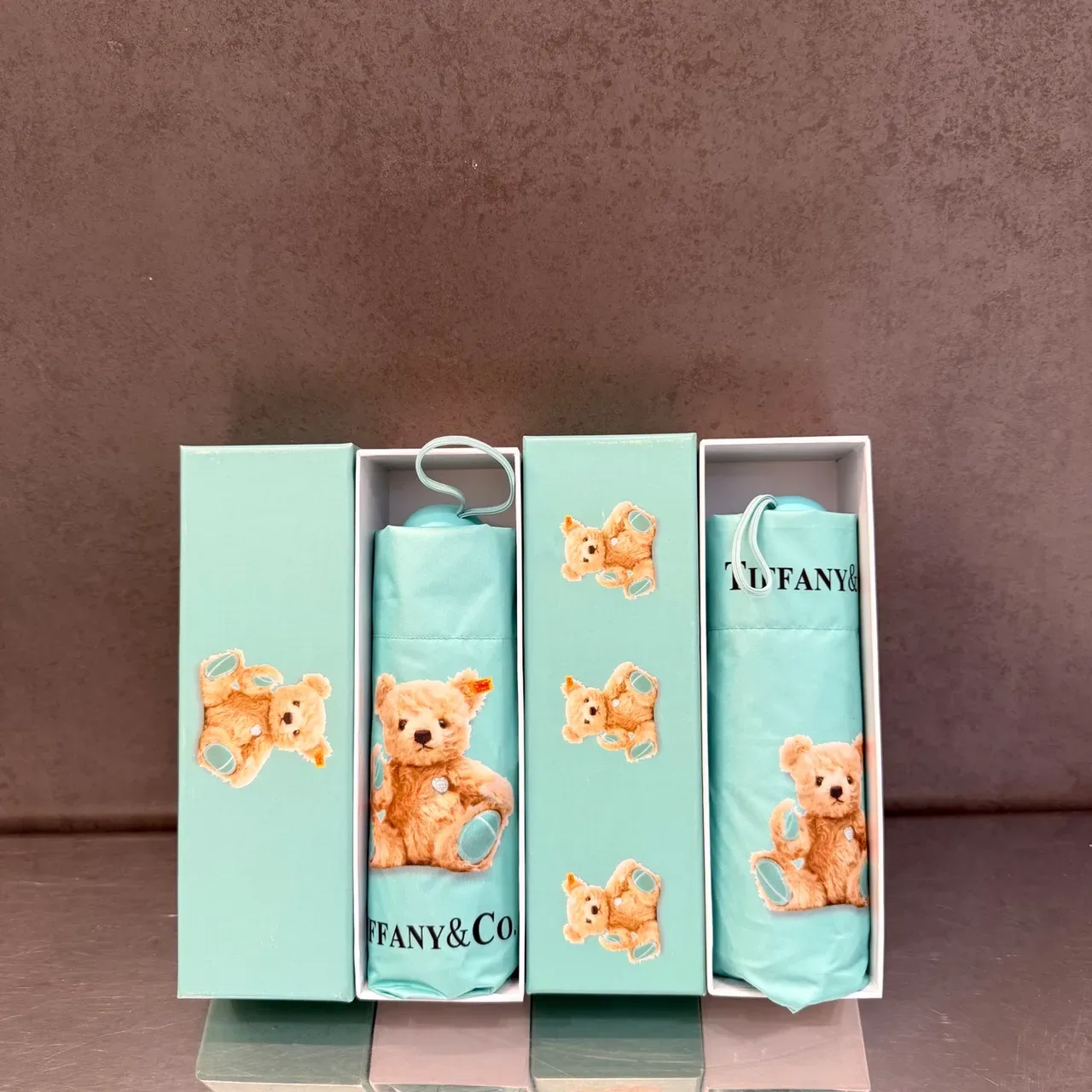 Tiffany & Co. Blue Beige Printed Teddy Bear Motif Canopy Handbag 2