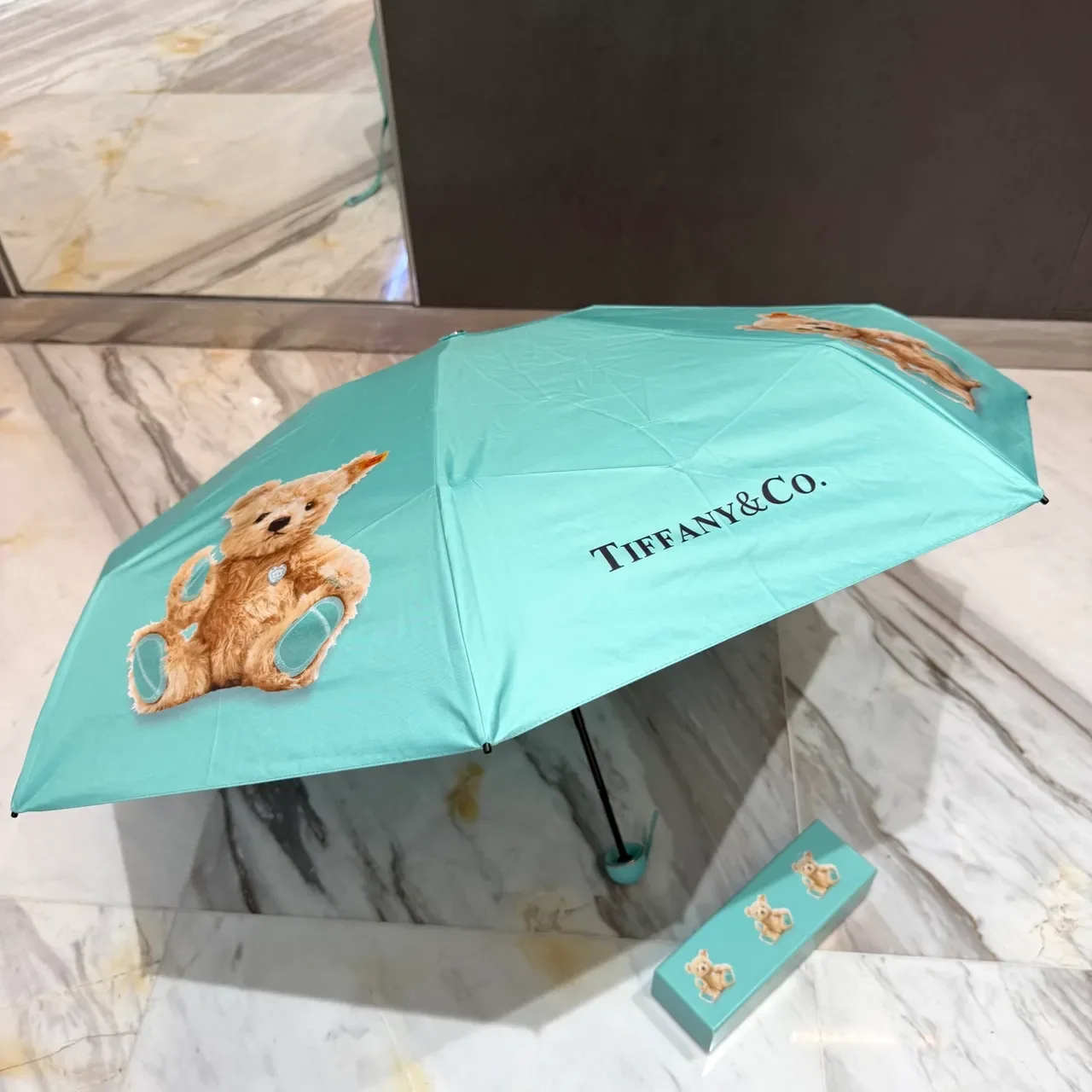 Tiffany & Co. Blue Beige Printed Teddy Bear Motif Canopy Handbag 3