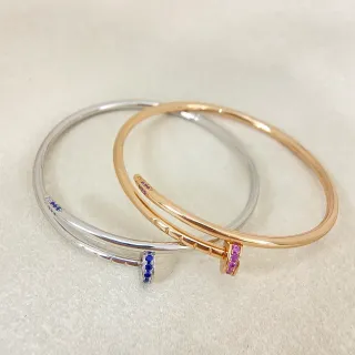 Tiffany & Co. Juste un Clou Blue Sapphire and Pink Sapphire Bangle Bracelets