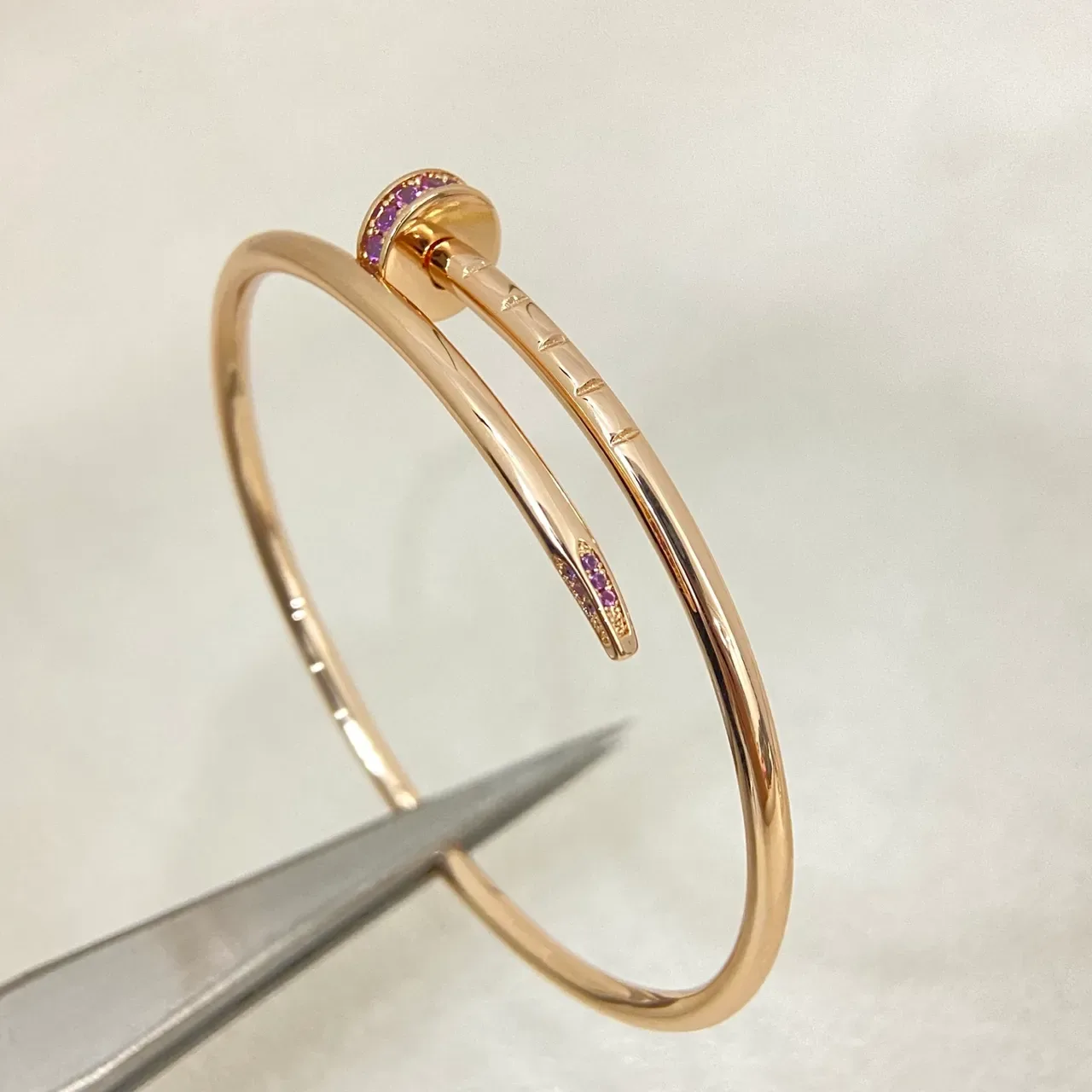 Tiffany & Co. Juste un Clou Blue Sapphire and Pink Sapphire Bangle Bracelets 2
