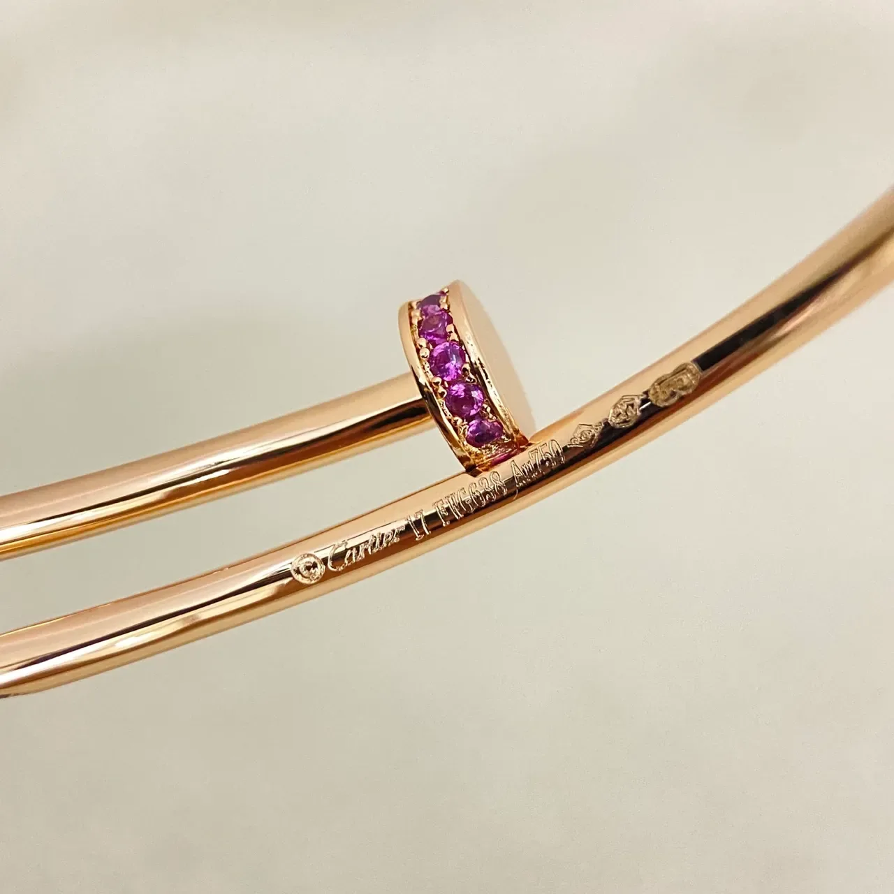 Tiffany & Co. Juste un Clou Blue Sapphire and Pink Sapphire Bangle Bracelets 3