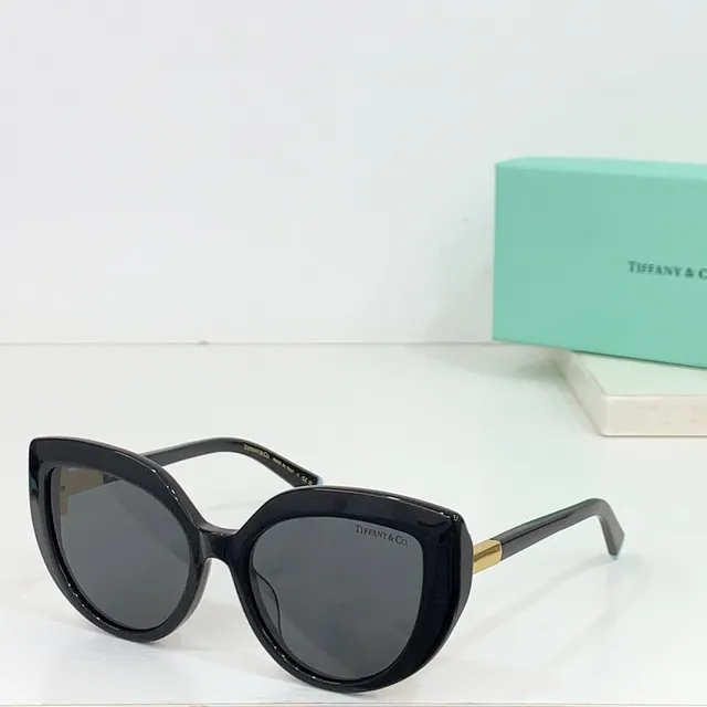 Tiffany & Co. T Collection Brown Blue Acetate Frame Gold Hinge Sunglasses 5