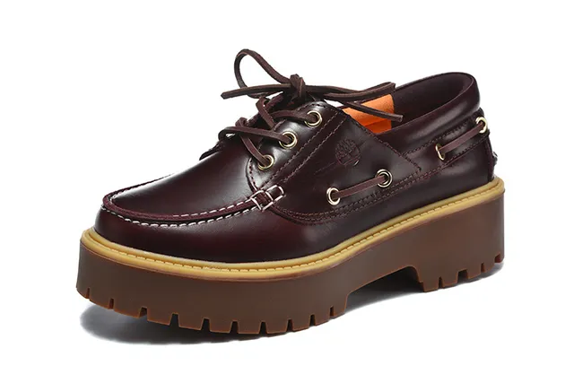 Timberland bordeaux marron moc-toe coutures œillets métal D-Ring chaussures bateau 12