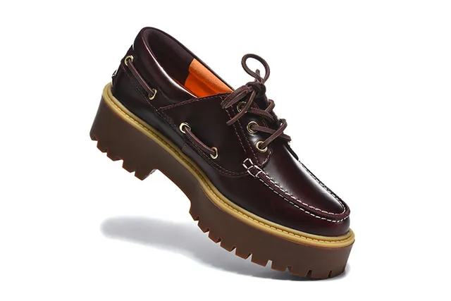 Timberland bordeaux marron moc-toe coutures œillets métal D-Ring chaussures bateau 15