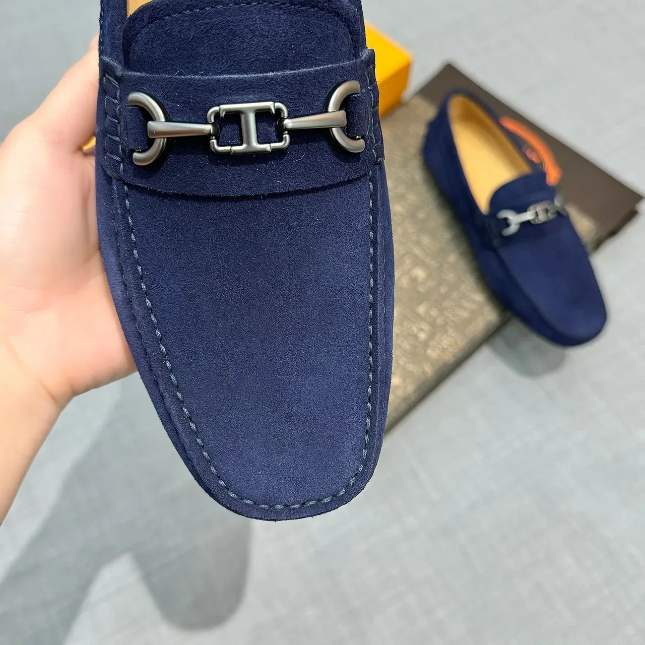 Tod's Horsebit Loafer Navy Suede Homme 4