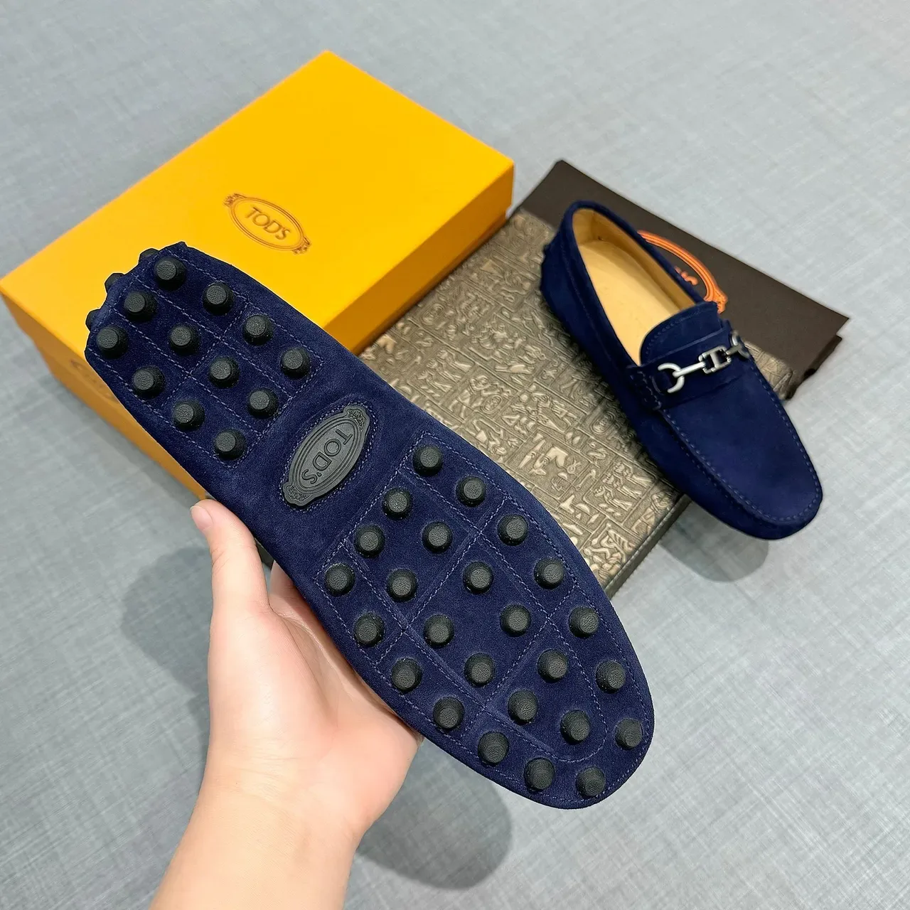 Tod's Horsebit Loafer Navy Suede Homme 5