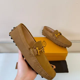 Tod's Gommino Loafer भूरा नब्ड चमड़ा H-Bit नब्ड सोल लोअफर