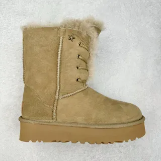 UGG Beige Brown Suede Upper Shearling-Lined Snow Boots