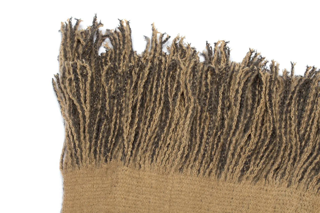 UGG Beige Brown Wool-Like Knit Two-Tone Fringe Cashmere Scarf 11