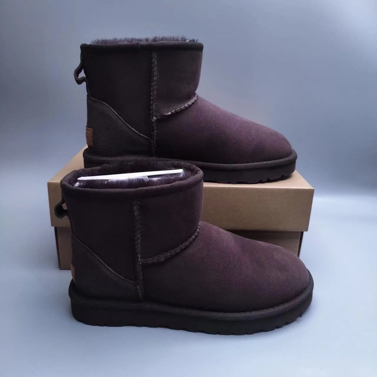 UGG Brown Suede Upper Shearling-Lined Cuff Snow Boots 6