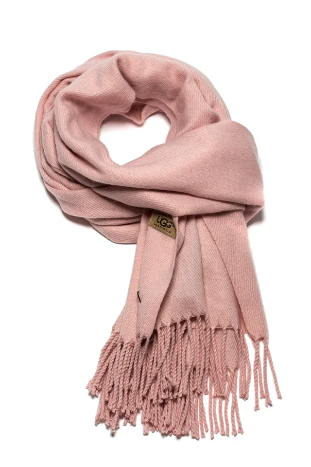 UGG Cachecol de Cachemira Rosa com Textura Tecida e Borda Franja 3