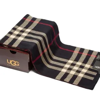UGG খিল্লা কালো বেইজ লাল ক্যাশমিয়ার স্কার্ফ