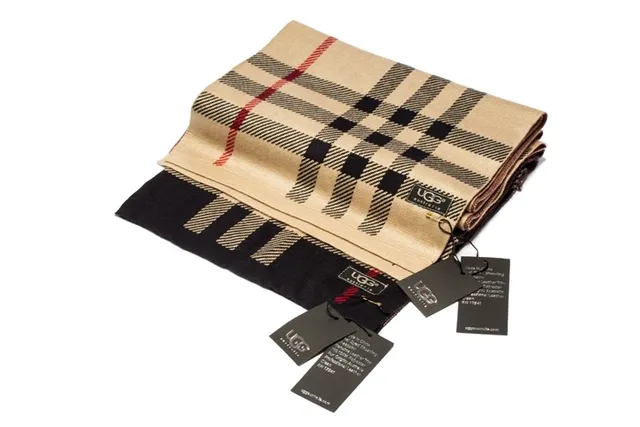 UGG Écharpe à carreaux noire beige rouge cachemire 2