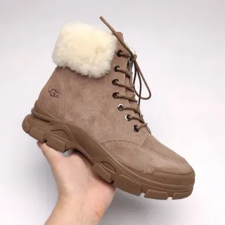 UGG Suede Shearling-Cuff Chunky Sole Snow Boots