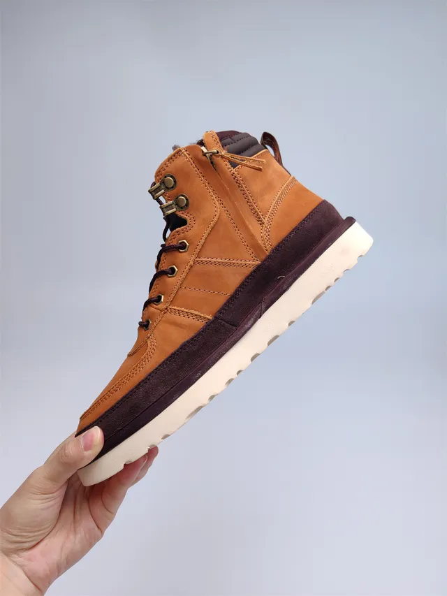 UGG بني وكرزي ثنائي اللون جلد الغزال جلد حذاء عمل 9