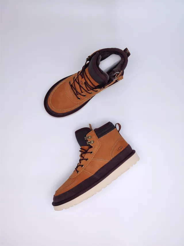 UGG بني وكرزي ثنائي اللون جلد الغزال جلد حذاء عمل 10