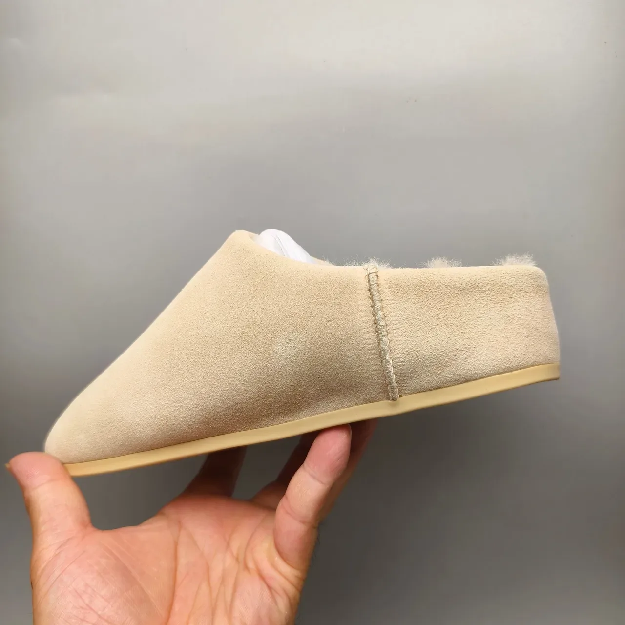 UGG Tasman Beige Suede Shearling-Lined Slipper 4