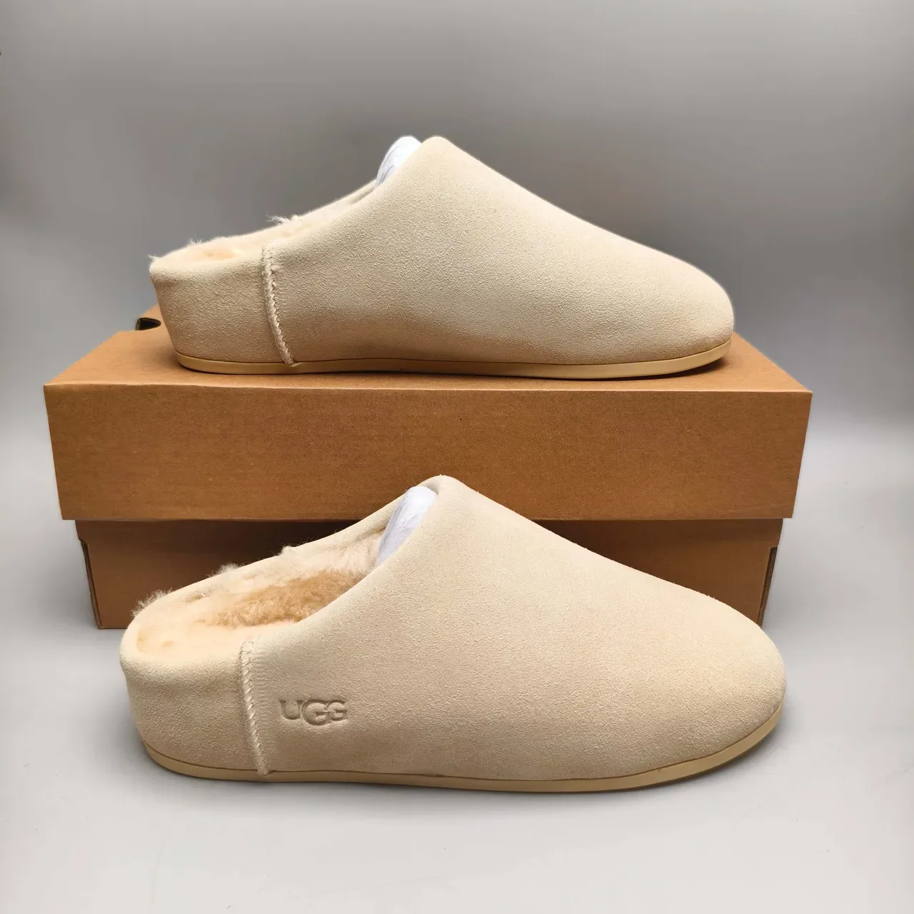 UGG Tasman Beige Suede Shearling-Lined Slipper 5
