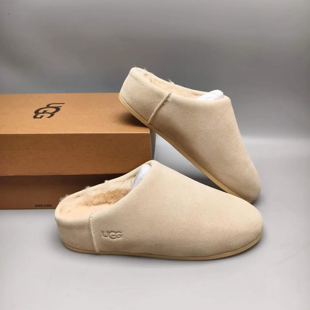 UGG Tasman Beige Suede Shearling-Lined Slipper 6