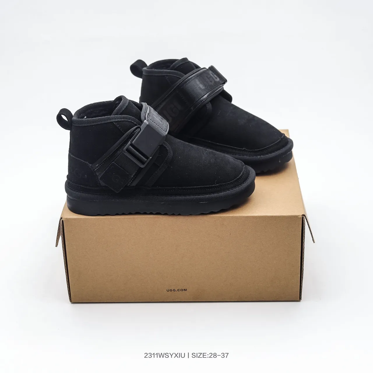 UGG Tasman Black Suede Strap Snow Boots 12
