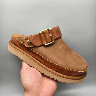 UGG Tasman Brown Beige Suede Upper Buckle Strap Casual Shoes