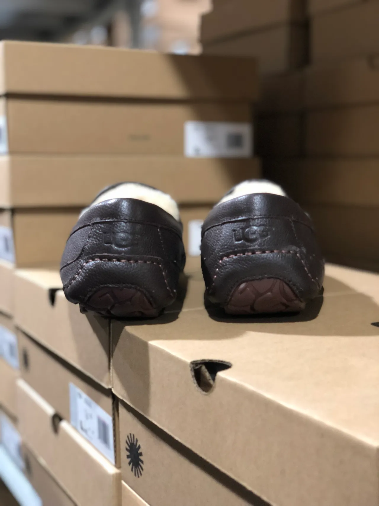 UGG Tasman أحذية بنية جلد مكسوة بالفراء 8