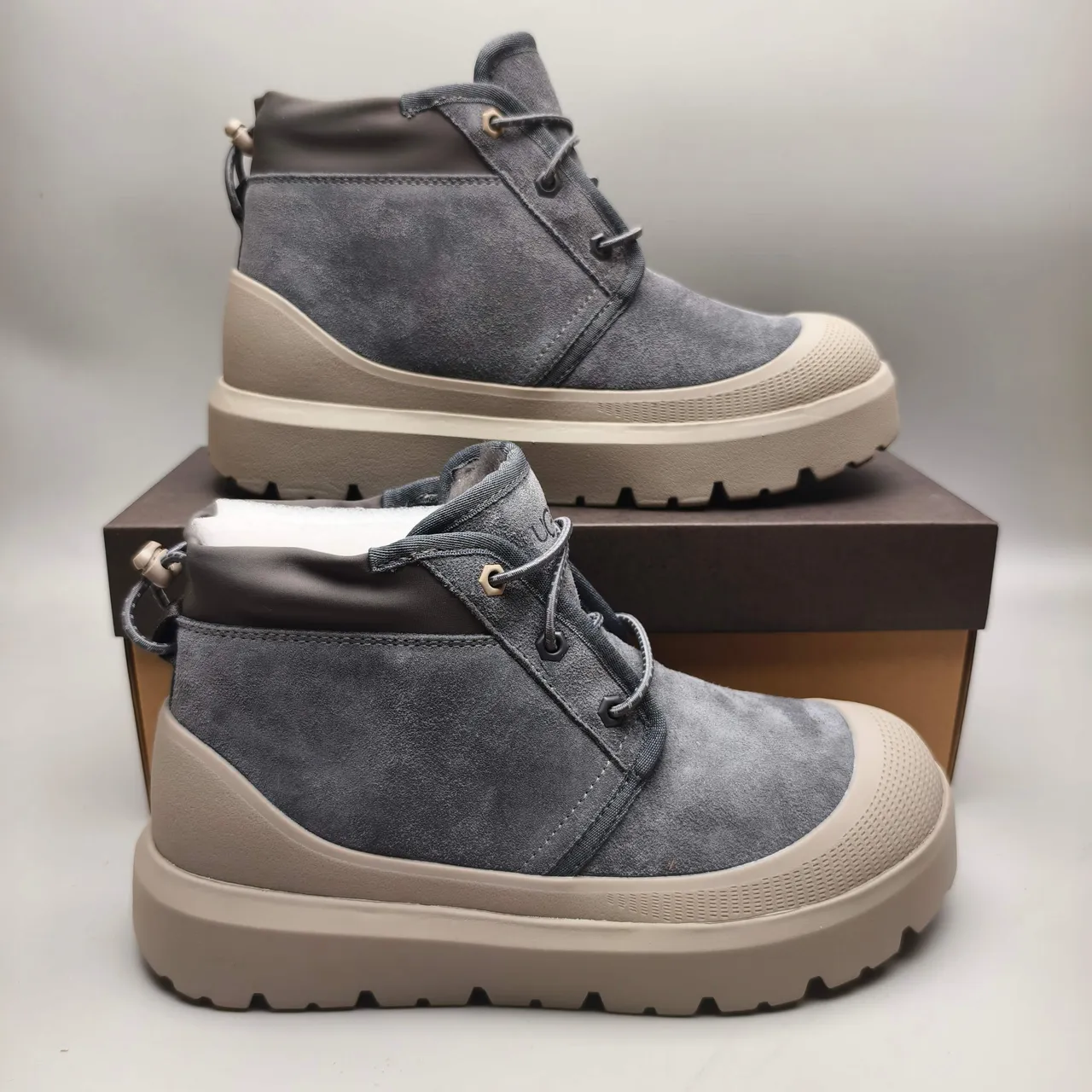 UGG Tasman gris beige ante superior suela plataforma gruesa botas de tobillo 5