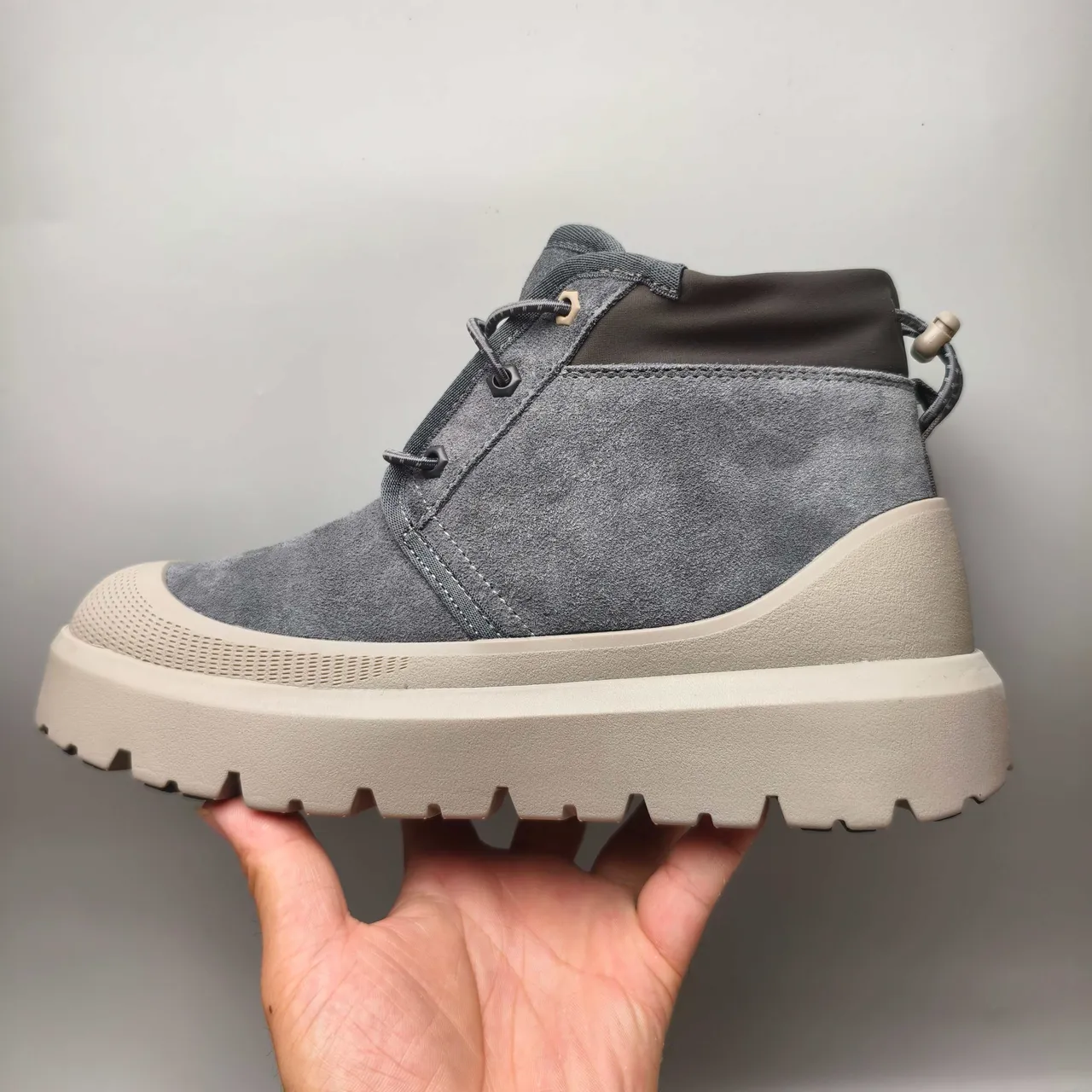 UGG Tasman gris beige ante superior suela plataforma gruesa botas de tobillo 7