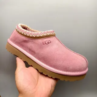 UGG Tasman Pink Brown Suede Upper Braided Trim Collar Casual Shoes