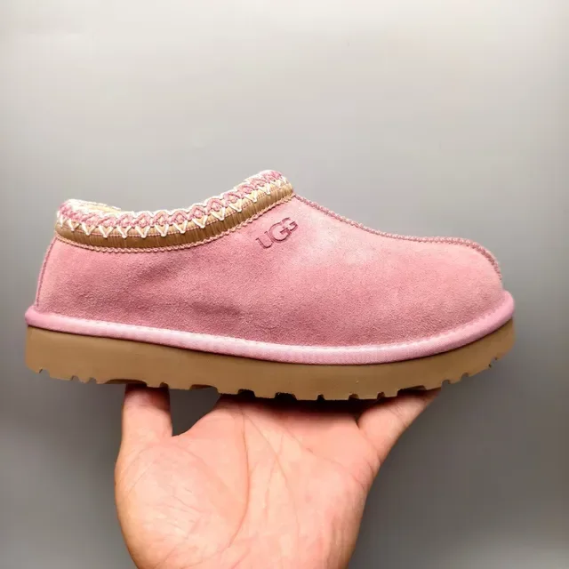 UGG Tasman গোলাপি বাদামী মখমলি বুনা কিনারা কলার ক্যাজুয়াল জুতা 2