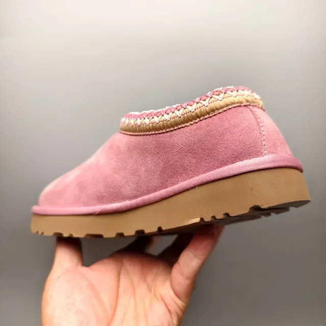 UGG Tasman গোলাপি বাদামী মখমলি বুনা কিনারা কলার ক্যাজুয়াল জুতা 4