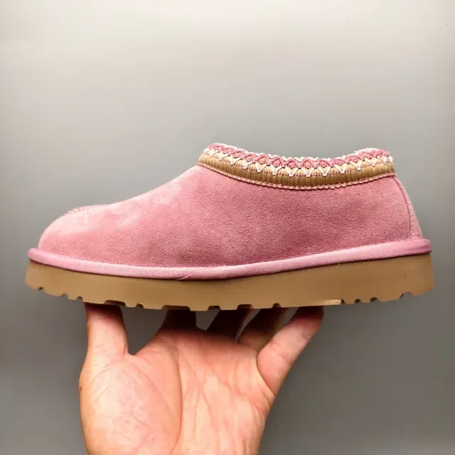 UGG Tasman গোলাপি বাদামী মখমলি বুনা কিনারা কলার ক্যাজুয়াল জুতা 7