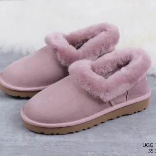 UGG Tasman 粉色棕色麂皮鞋面 折叠剪羊毛领 休闲鞋