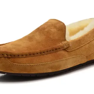 UGG Tasman Tan 麂皮羊毛衬里乐福鞋