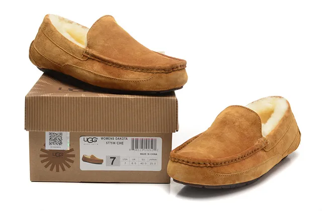 UGG Tasman Tan 麂皮羊毛衬里乐福鞋 2