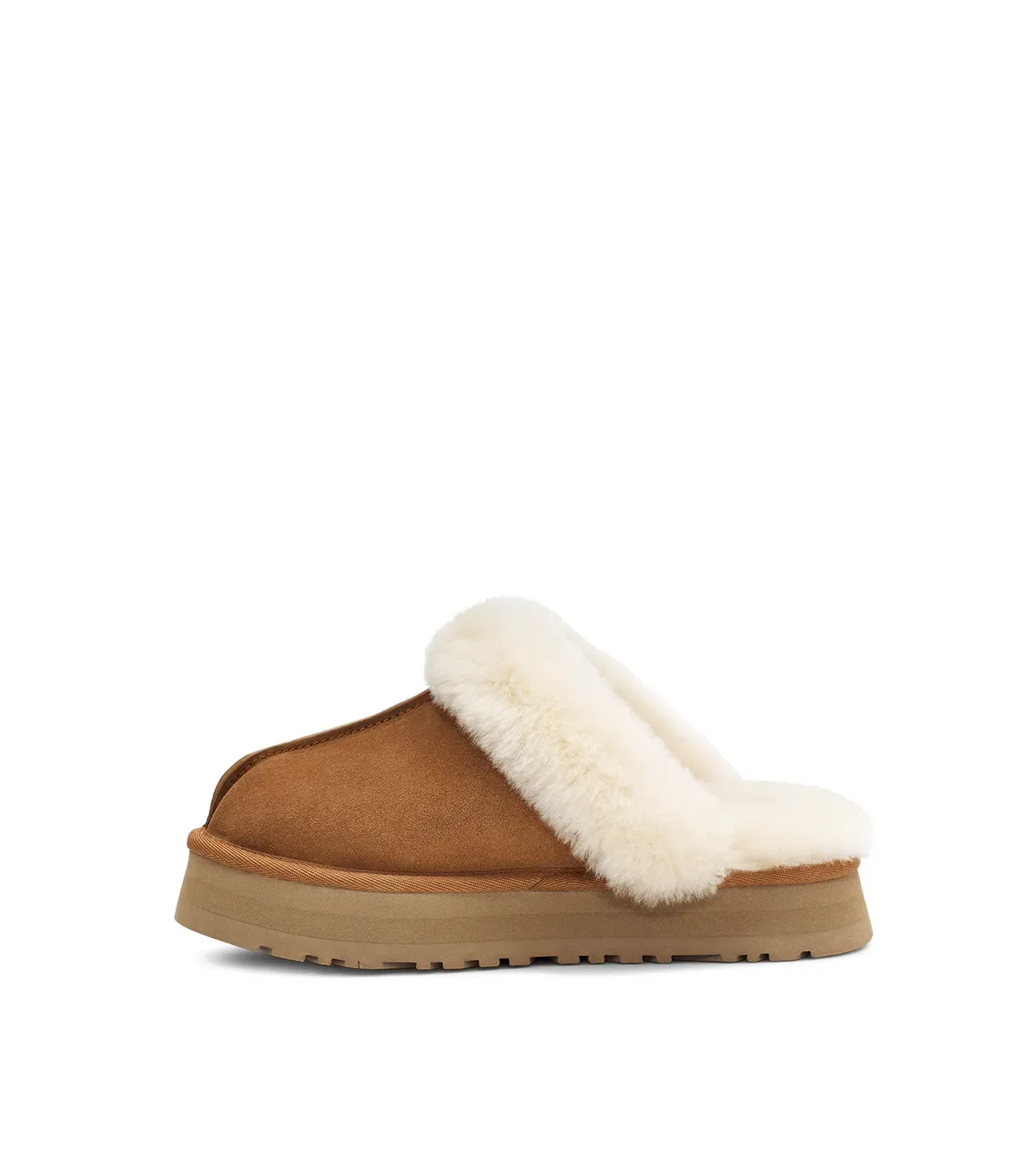 UGG Tasman Tan Suede Shearling-Lined Platform Slippers 3