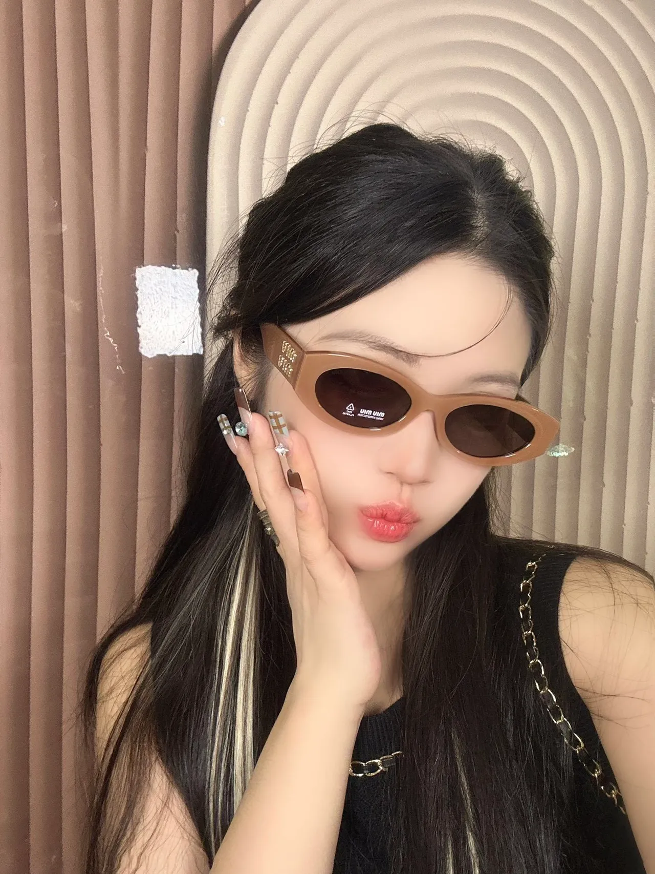 UMA WANG Gafas de Sol Ovaladas Mate Marrón 3