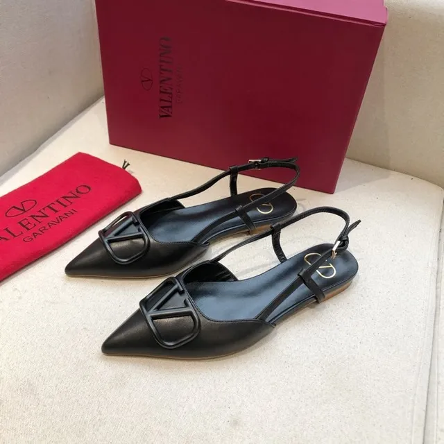Valentino काला बेज नुकीला टो स्लिंगबैक पट्टी बैले फ्लैट 3