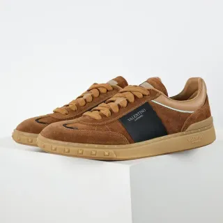 Valentino Tênis Lifestyle Marrom Preto Camurça Superior Listra Lateral