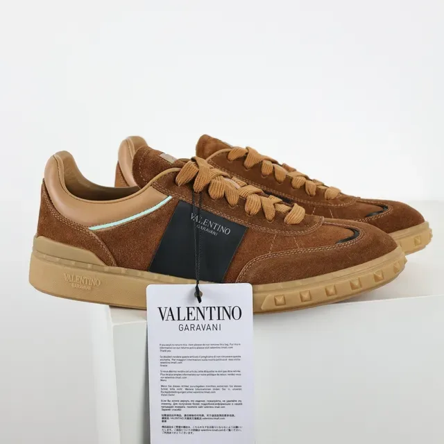 Valentino Zapatillas Lifestyle Marrón Negro Ante Superior Rayas Laterales 3