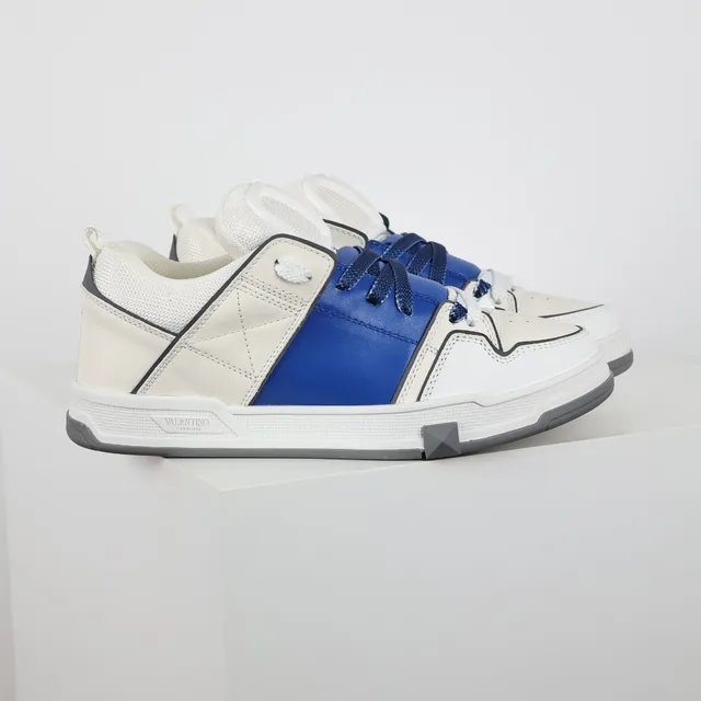 Valentino Garavani One Stud White and Royal Blue Lifestyle Sneakers 3