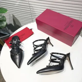 Valentino Rockstud Black Stud-Embellished Pointed-Toe Stilettos