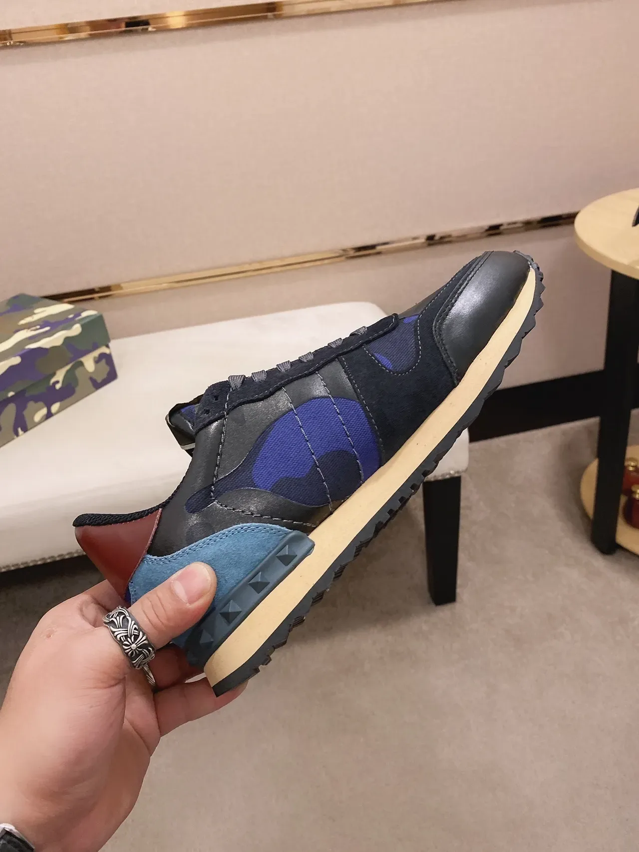 Valentino Rockstud Runner Camo Print Lifestyle Sneakers 6
