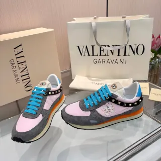 Valentino Rockstud Runner Rosa Cinza Ciano Laranja Sneakers Lifestyle