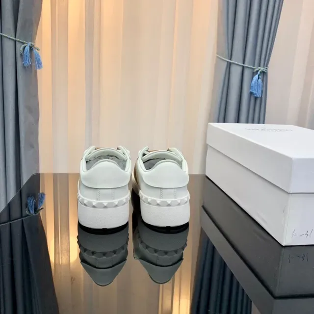 Valentino Rockstud White and Tan Leather Lifestyle Sneakers 4