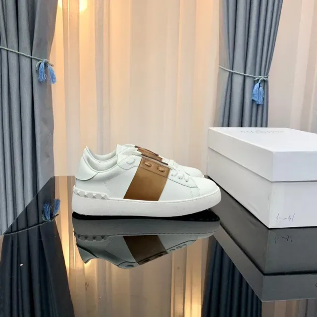 Valentino Rockstud White and Tan Leather Lifestyle Sneakers 9