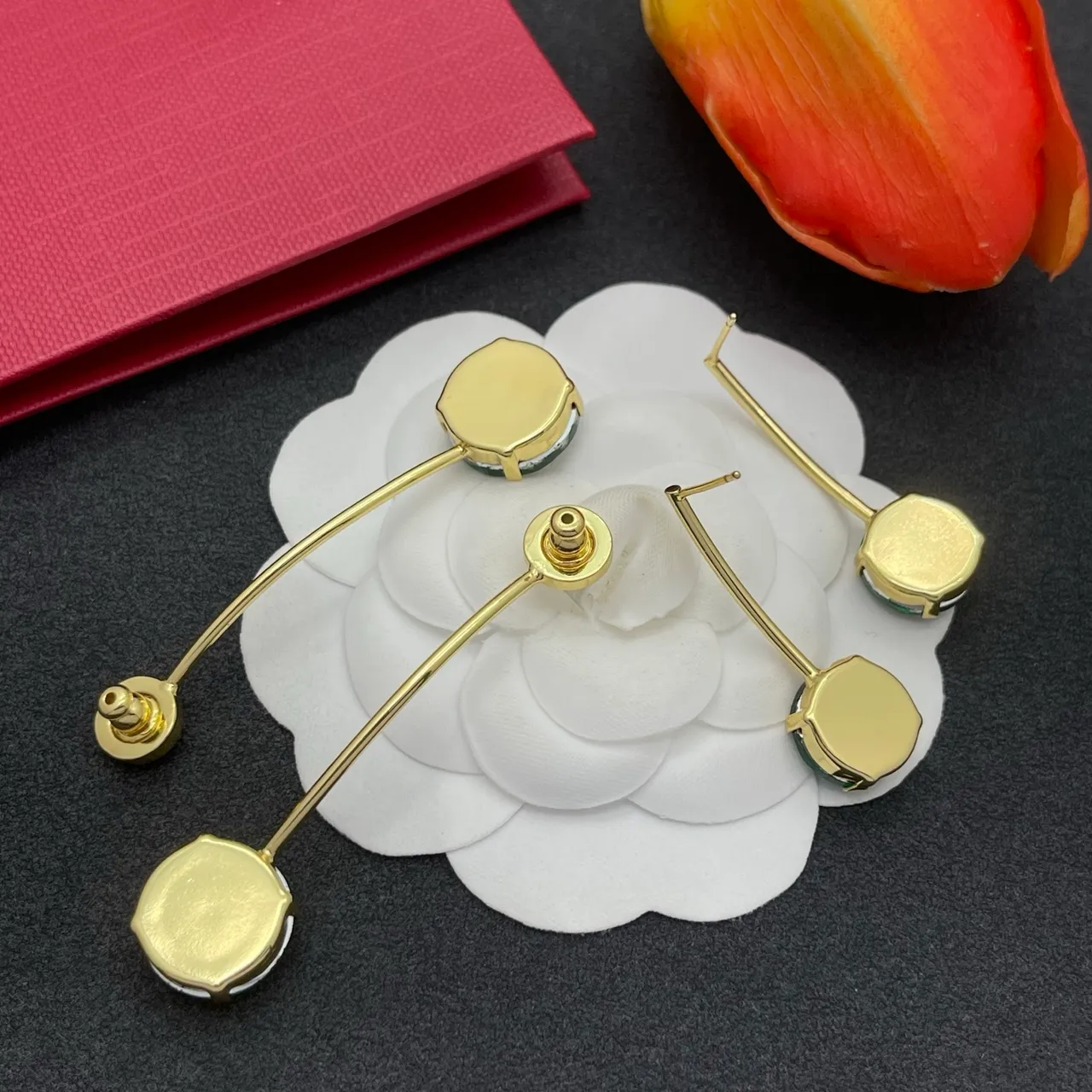 Valentino VLogo Boucles d'Oreilles Cristal Faceté Métal Or Vert 3
