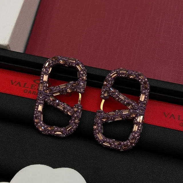 Valentino VLTN Crystal Purple Earrings 2