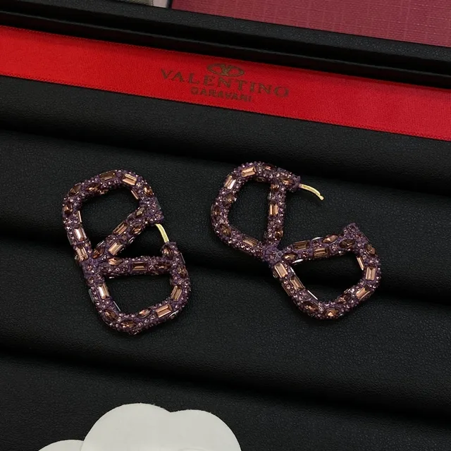 Valentino VLTN Crystal Purple Earrings 3
